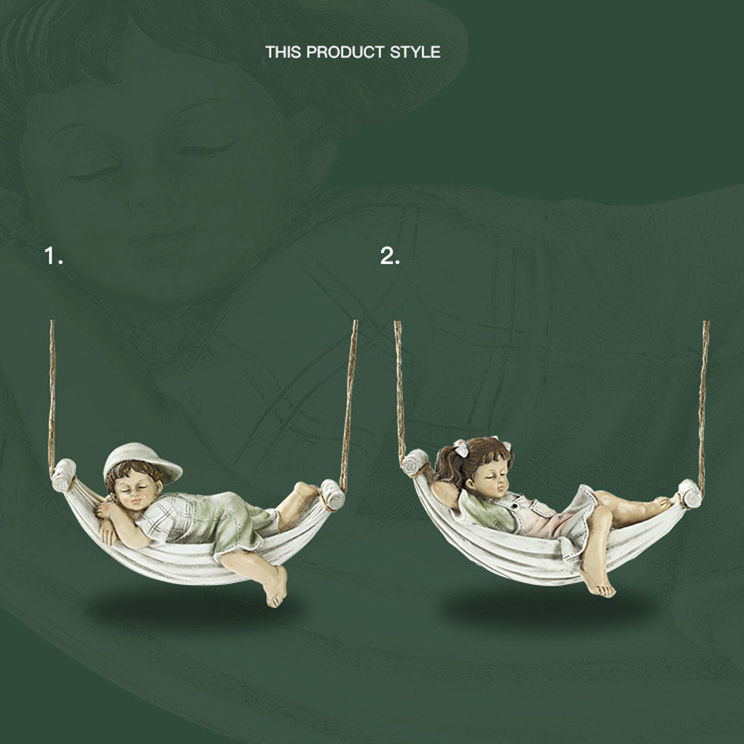 Resin Lying Boy Casual Girl Statue Garden Hang On Tree Decorative Pendant Decors-xinru
