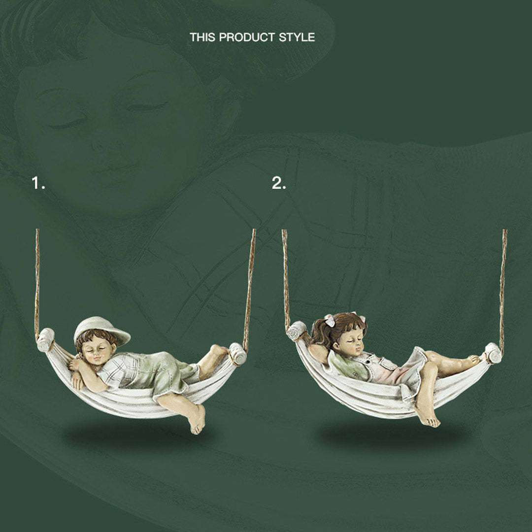 Resin Lying Boy Casual Girl Statue Garden Hang On Tree Decorative Pendant Decors-xinru