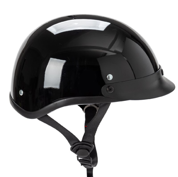 Shiny Motorcycle Half Helmet DOT Bright Black-xinru shop