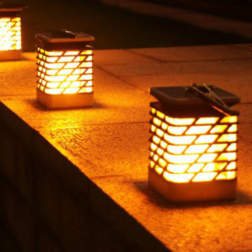 Solar Flame Torch Light Square LED Garden Lawn Decorative Hanging Light-xinru