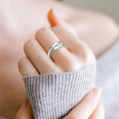 Women Sterling Silver Adjustable Love Hug Ring-xinru