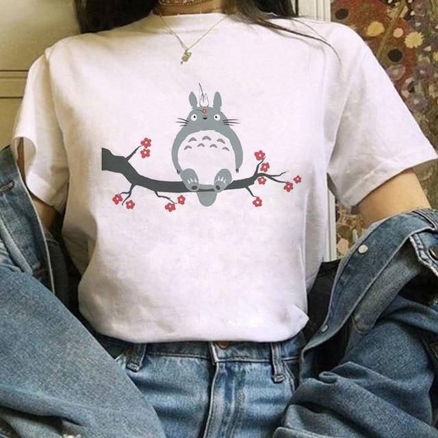 Totoro Studio Ghibli Harajuku Kawaii T-Shirt For Women Ullzang Miyazaki Hayao Tshirt-xinru