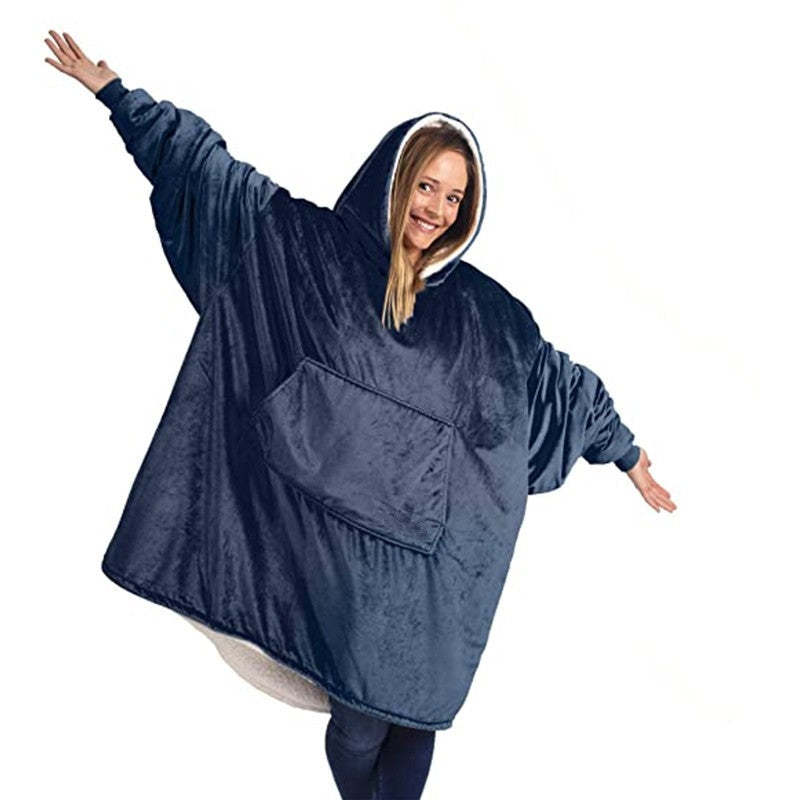 Oversized Microfiber And Sherpa Wearable Blanket Hoodie-xinru