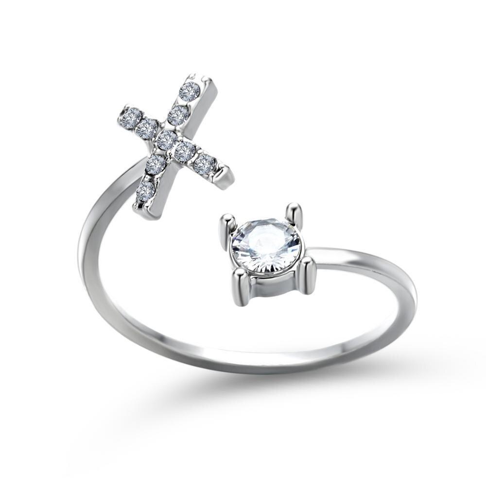 Adjustable A-Z Initial Letter With Rhinestone Personalized Ring-xinru