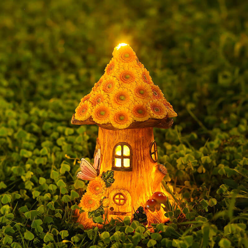 Solar Resin Tree House Outdoor LED Decorative Garden Light-xinru