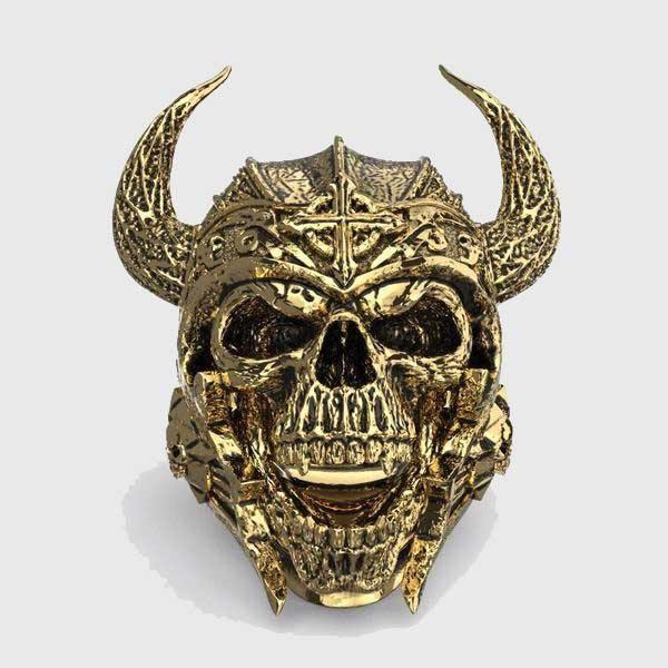 Viking Warrior Skull Ring Stainless Punk Nordic God-xinru