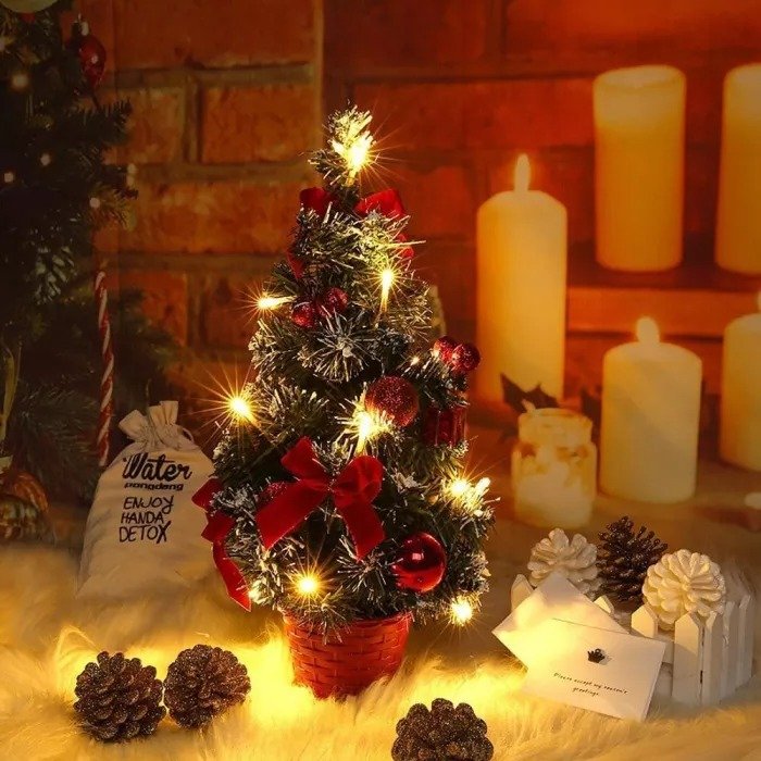 Small Prelit Artificial Tabletop Christmas Tree With Lights-xinru shop