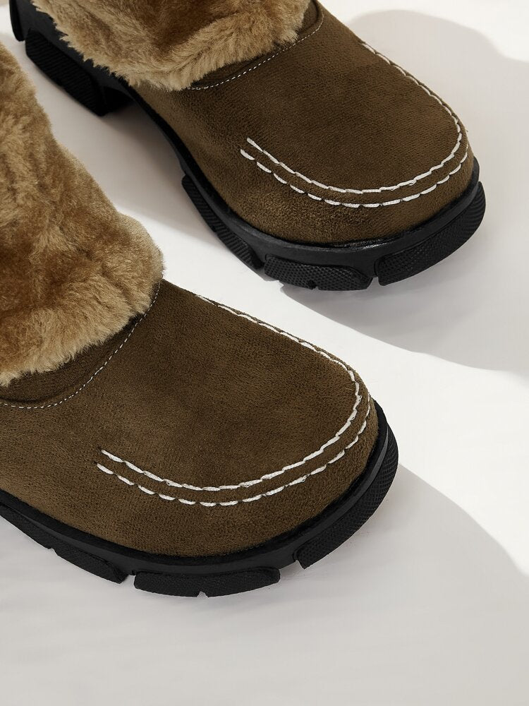 Suede Pom-Pom Snow Boots-xinru shop