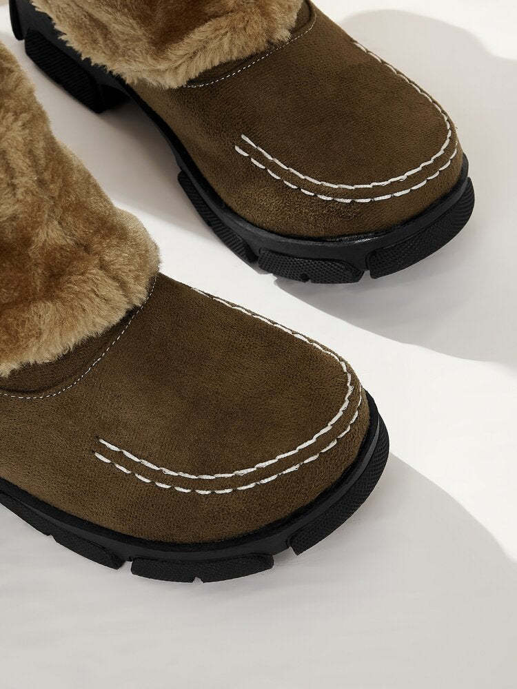 Suede Pom-Pom Snow Boots-xinru shop