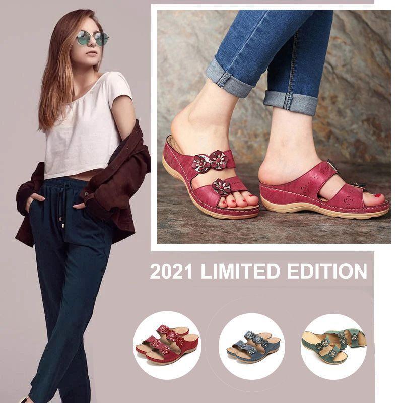 Premium Handicraft Open Toe Charming Fancy Flower Women Sandals-xinru
