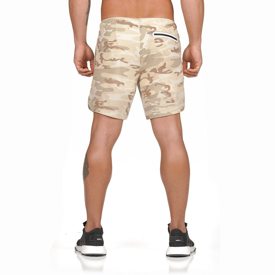 Men Drawstring Waist Sports Shorts With Phone Pocket-xinru