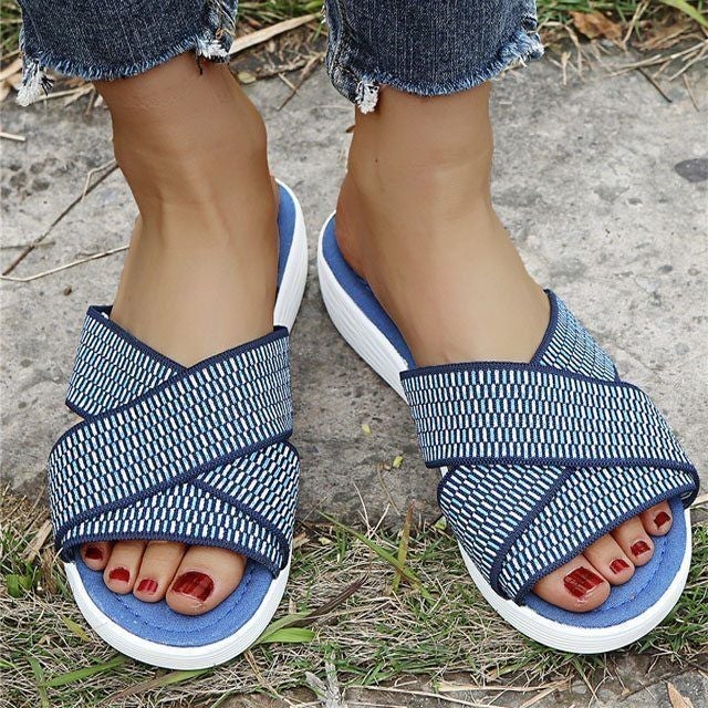 Women's Up-gradation-Stretch Cross Slide Sandals-xinru
