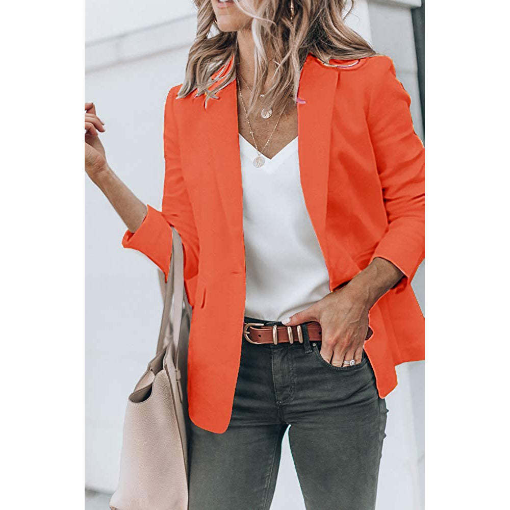 Ladies Casual Office Cardigan Long Sleeve Blazer-xinru