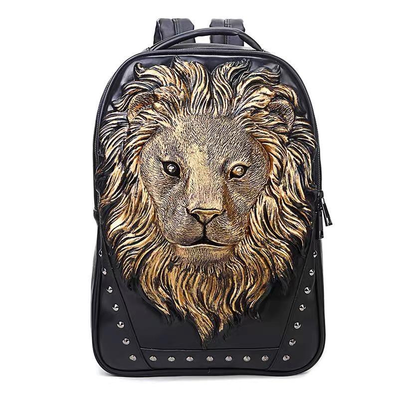 3D Lion King of the Jungle Leather Backpack-xinru shop