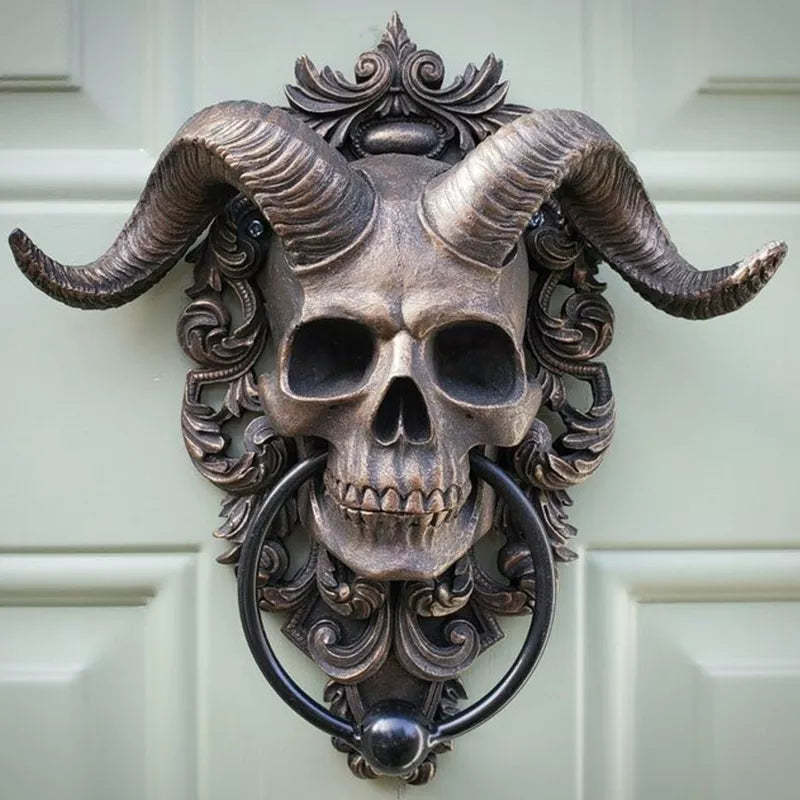 Sabbatic Baphomet Horned God Skull Hanging Door Knocker-xinru