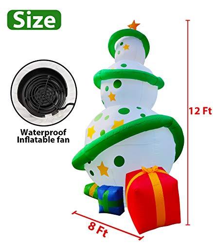 TURNMEON 12 Ft Giant Christmas Tree Inflatables Decoration with Lights,Blow Up Snowballs Tree Outdoor Decoration with Build-in LEDs Tethers Stakes Christmas Decor Holiday Party Yard Garden Lawn Decor-xinru shop