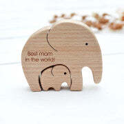 Mother's Day GiftElephant Mother And Child Wooden Ornament-xinru