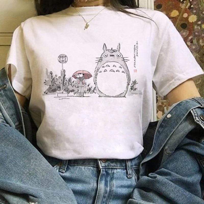 Totoro Studio Ghibli Harajuku Kawaii T-Shirt For Women Ullzang Miyazaki Hayao Tshirt-xinru