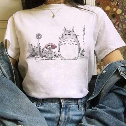 Totoro Studio Ghibli Harajuku Kawaii T-Shirt For Women Ullzang Miyazaki Hayao Tshirt-xinru