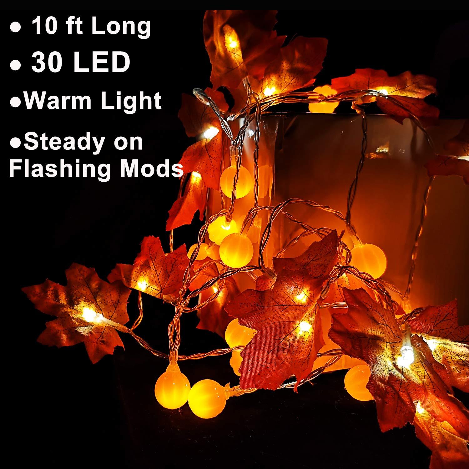 Maple Leaf Pumpkin LED Lights Festival Party Decoration Battery String Lights-xinru