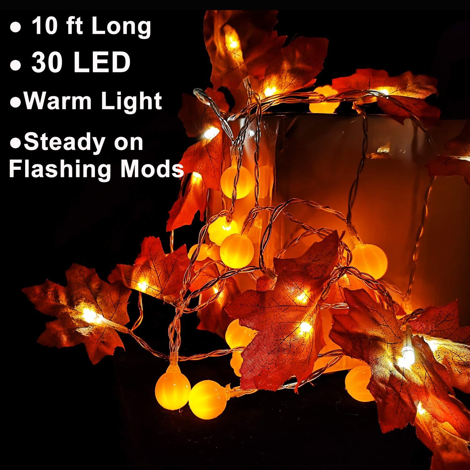 Maple Leaf Pumpkin LED Lights Festival Party Decoration Battery String Lights-xinru