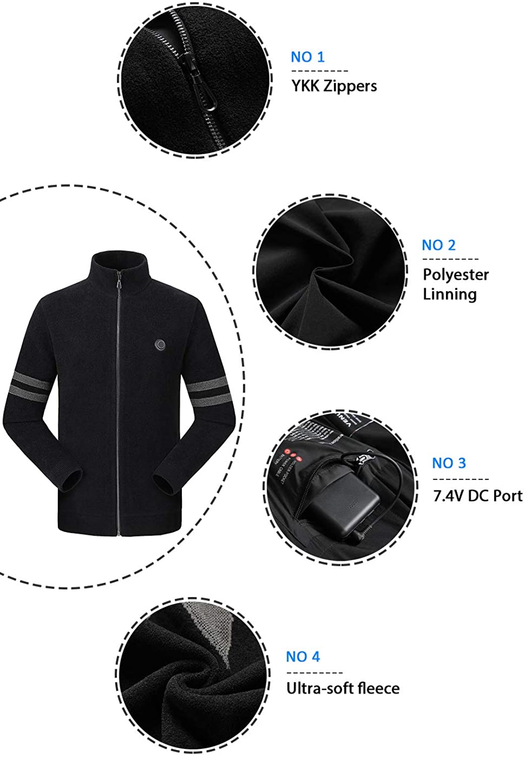 Men's Heated Sweater with Battery Pack 7.4V-xinru shop