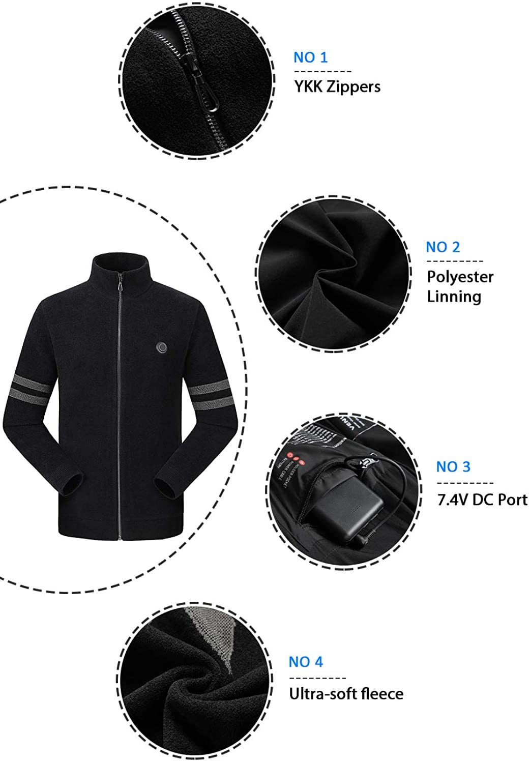 Men's Heated Sweater with Battery Pack 7.4V-xinru shop