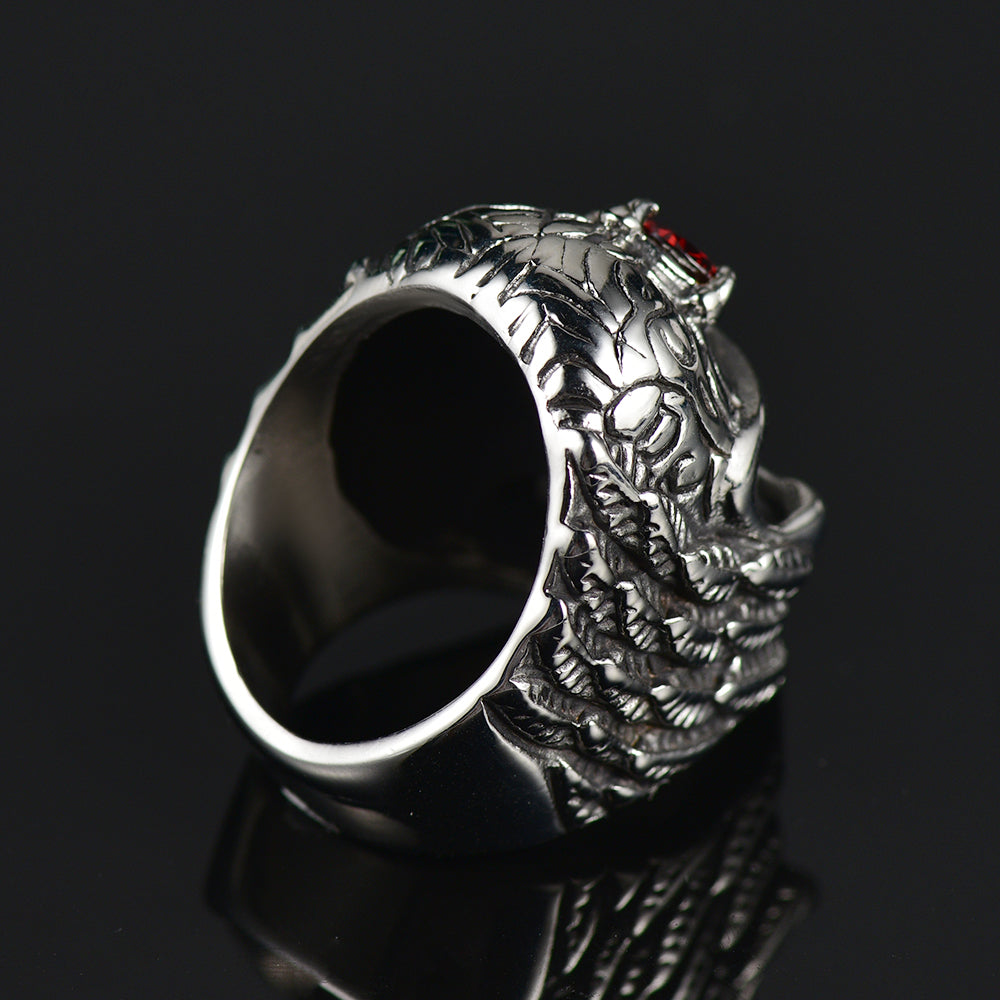 Gothic Skull Ring With Red Gem Forehead For Men-xinru