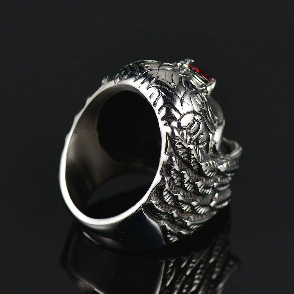 Gothic Skull Ring With Red Gem Forehead For Men-xinru