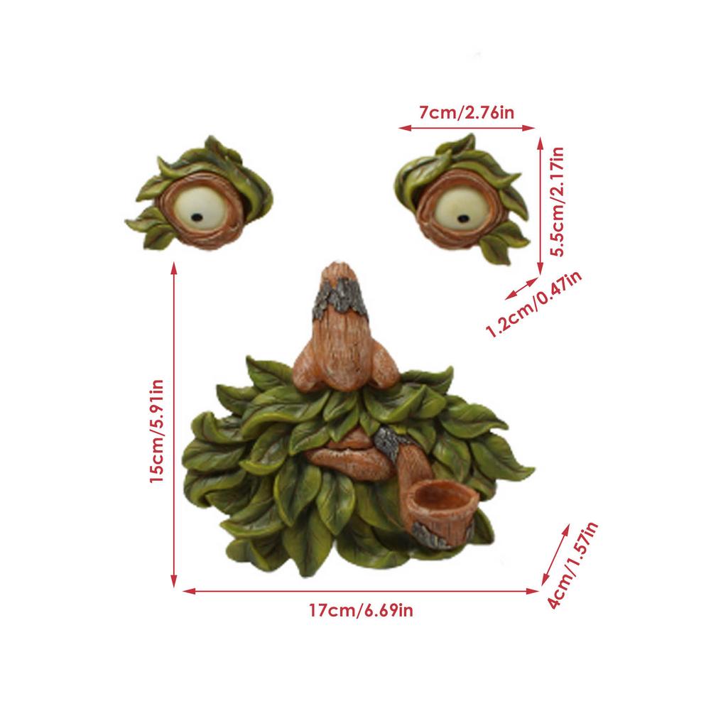 Tree Face Decoration Tree Bark Grimace Facial Features Decoration Garden Ornament-xinru