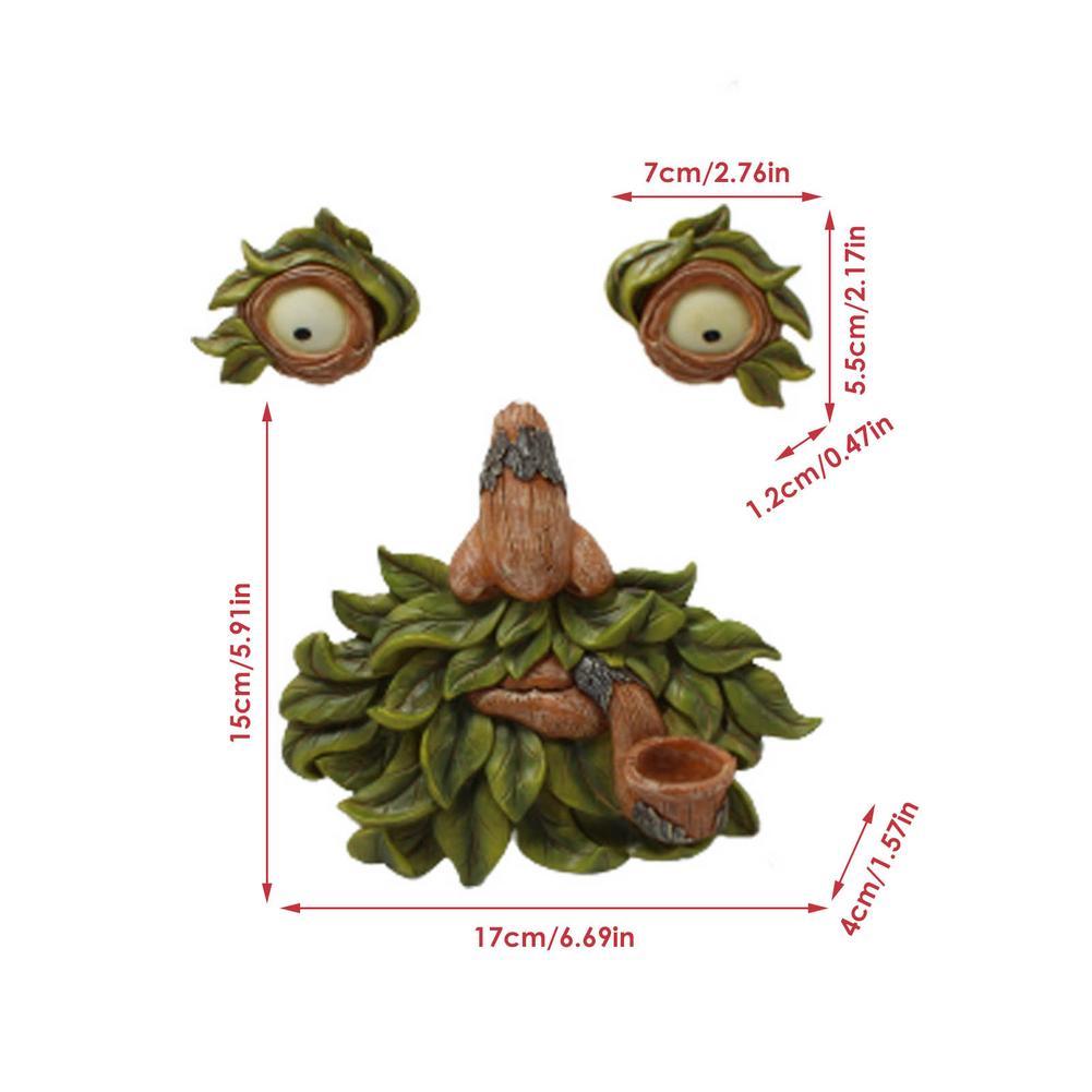 Tree Face Decoration Tree Bark Grimace Facial Features Decoration Garden Ornament-xinru