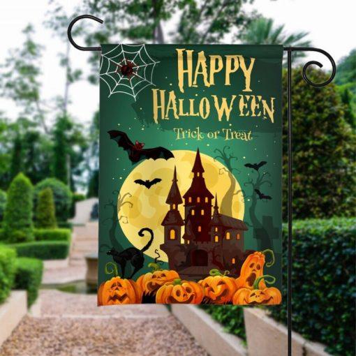 Haunted Castle House Happy Halloween Trick or Treat Halloween Green Halloween Gifts Garden House Flag-xinru shop