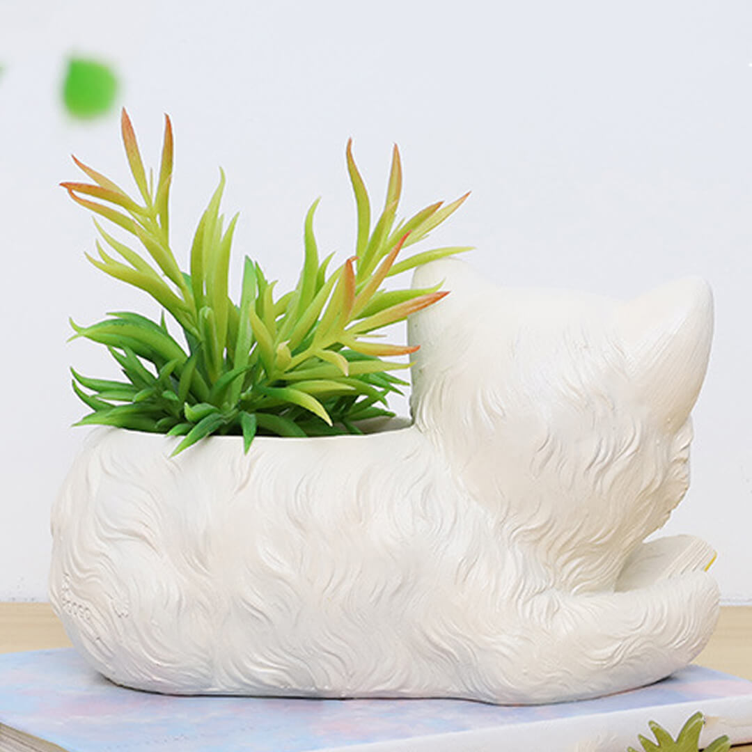 Creative Pastoral Resin Planter Succulent Flower Pot Cute Kitten Desktop Pot-xinru