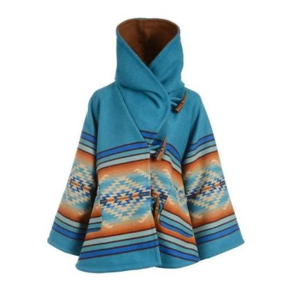 Women閳ユ獨 Beth Dutton Poncho Yellowstone Kelly Reilly Fleece Blend Blue Hood Coat-xinru shop