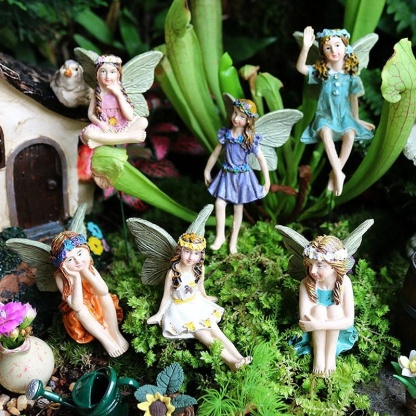 Cute Landscape Miniature Fairies Figurines Creative Resin Crafts Decoration-xinru