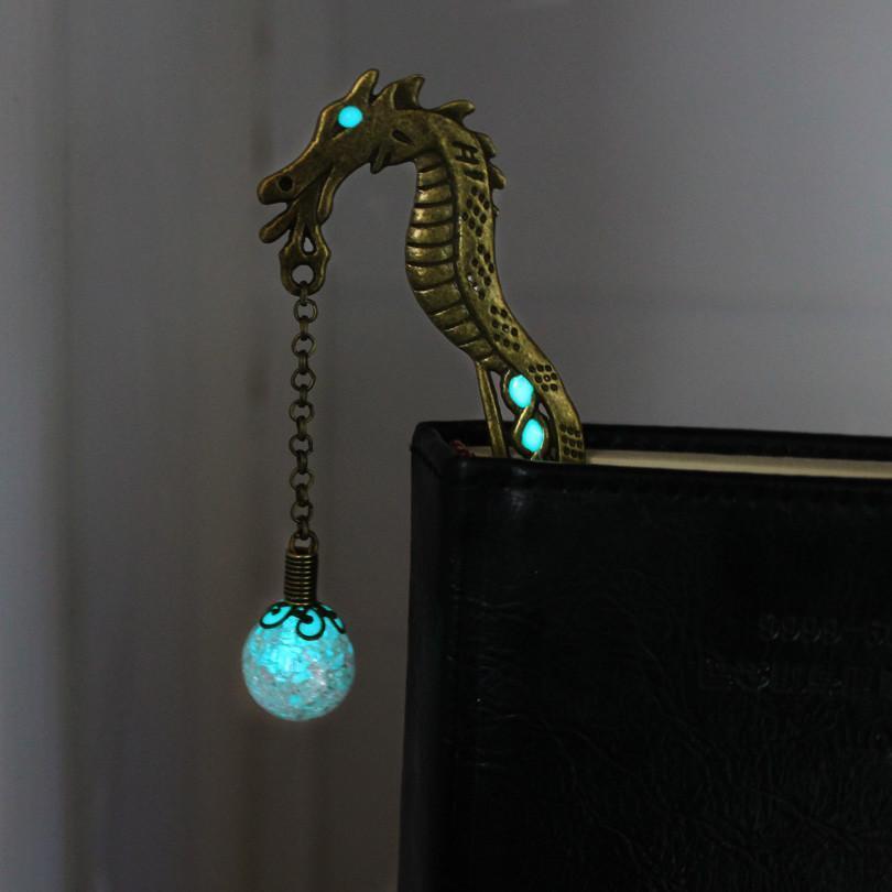 Retro Luminous Night Dragon Bookmark Label Reading Maker Book Stationery-xinru