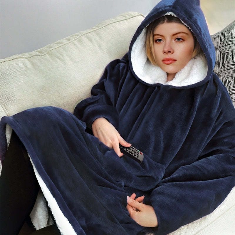 Oversized Microfiber And Sherpa Wearable Blanket Hoodie-xinru