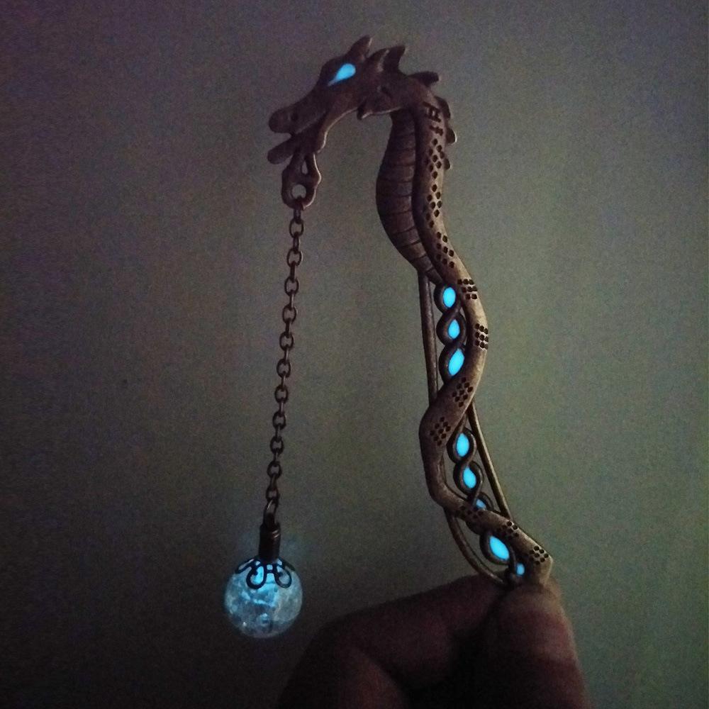 Retro Luminous Night Dragon Bookmark Label Reading Maker Book Stationery-xinru