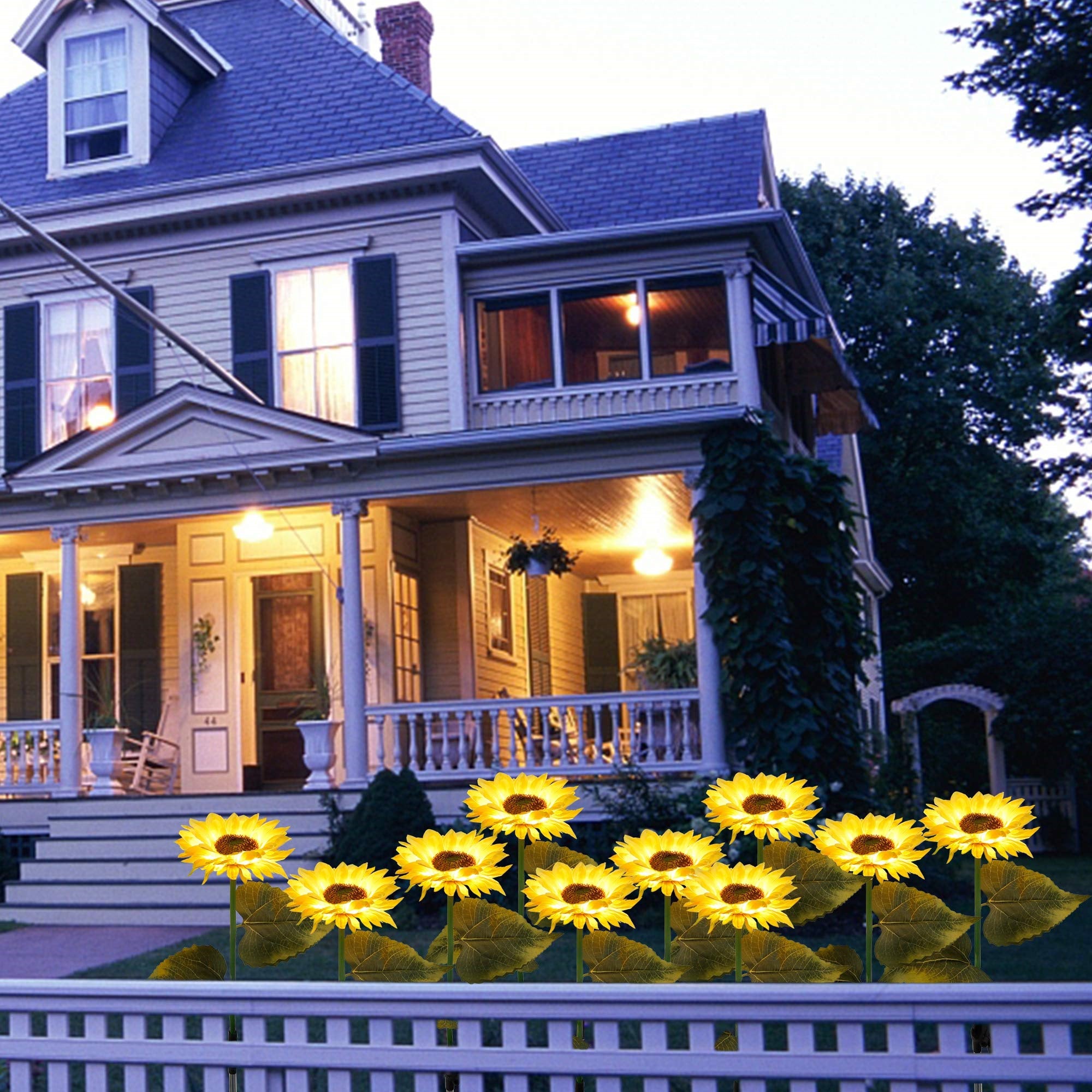 2 Pack Solar Powered Sunflower Outdoor Garden Light-xinru