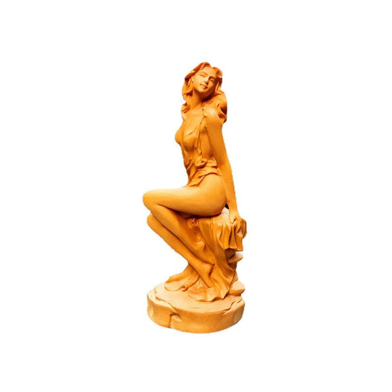 Carving Ornaments Of Boxwood Hand Carved Goddess Statue-xinru