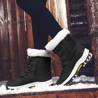 Women Anti-slip Fur Warm Waterproof Snow Boots Mid Calf-xinru shop