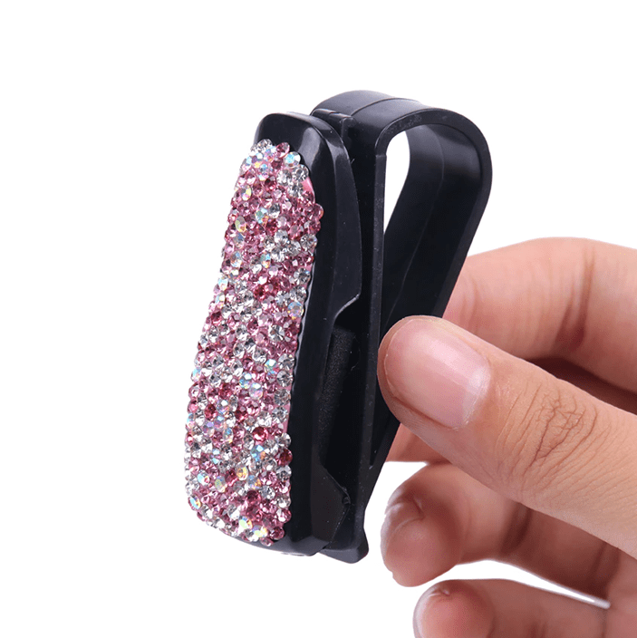 Car Visor Bling Crystal Diamond Glasses Frame Clip-xinru