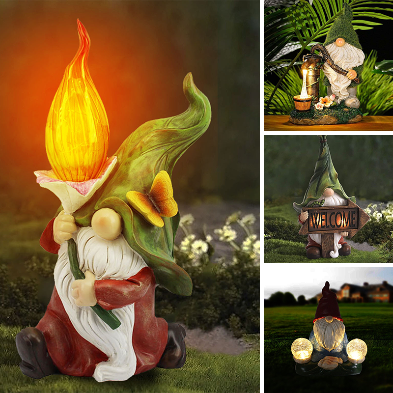 Solar Garden Decor,Garden Gnome Statue With Solar Lamp-xinru