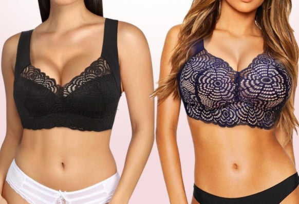 Stretch Full-Figure Seamless Lace Cut-Out Bra-xinru