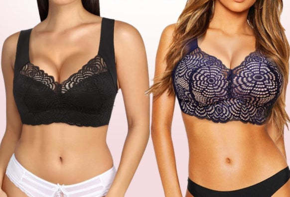 Stretch Full-Figure Seamless Lace Cut-Out Bra-xinru