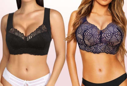 Stretch Full-Figure Seamless Lace Cut-Out Bra-xinru