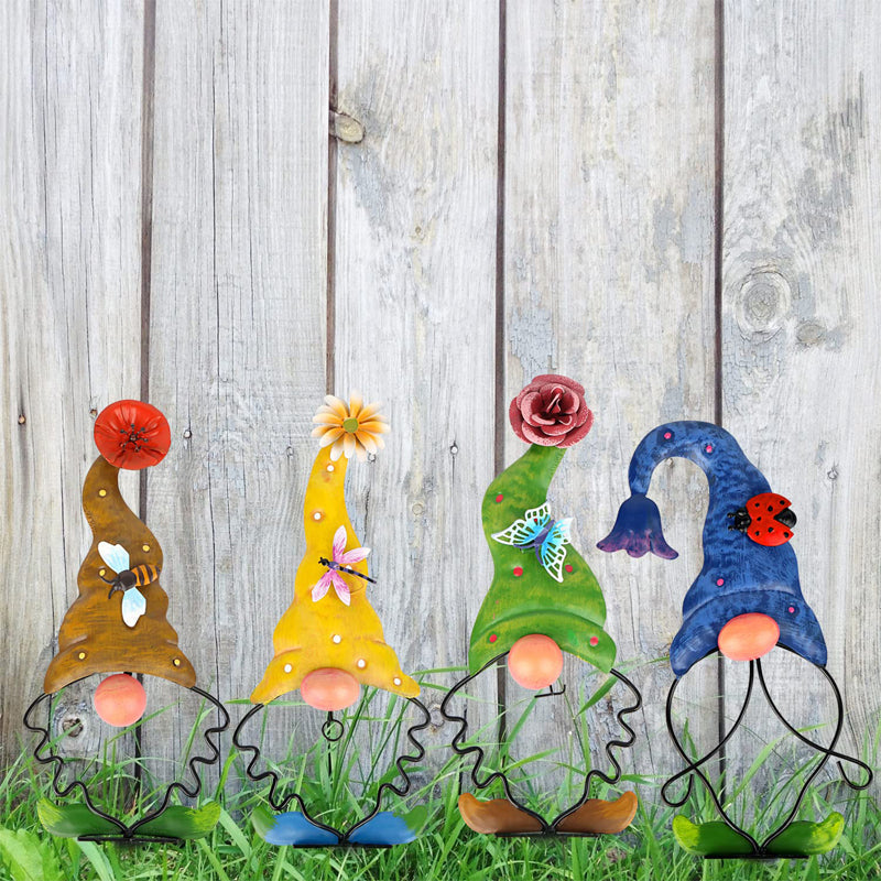Garden Gnome Stake Metal Yard Decor-xinru