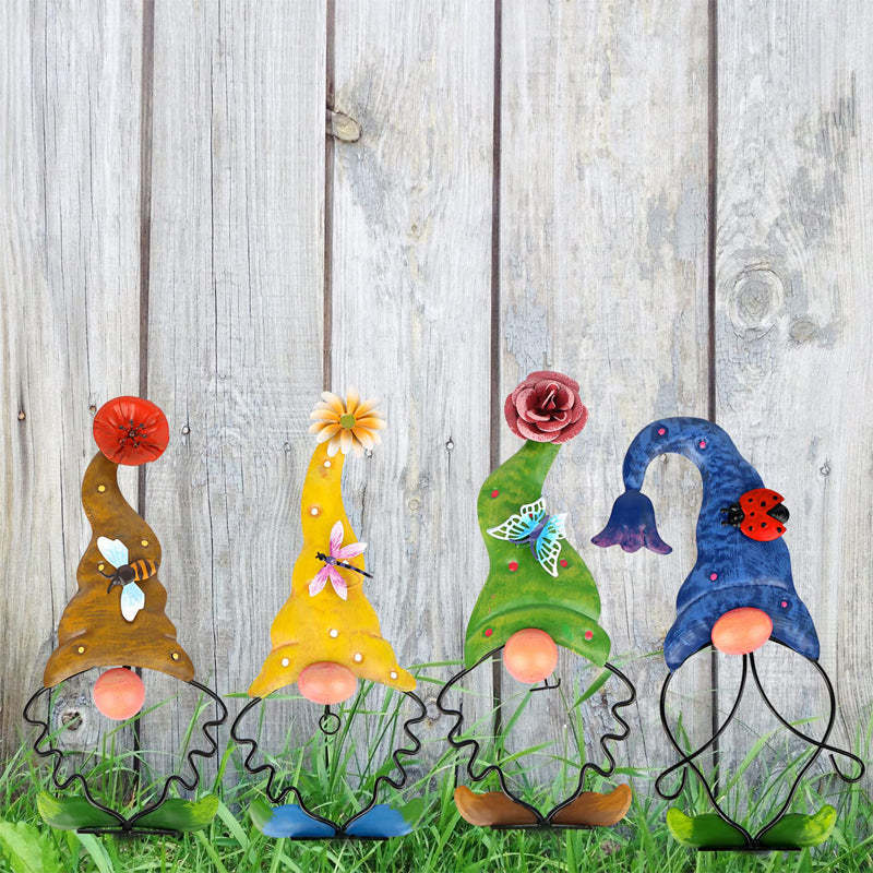 Garden Gnome Stake Metal Yard Decor-xinru