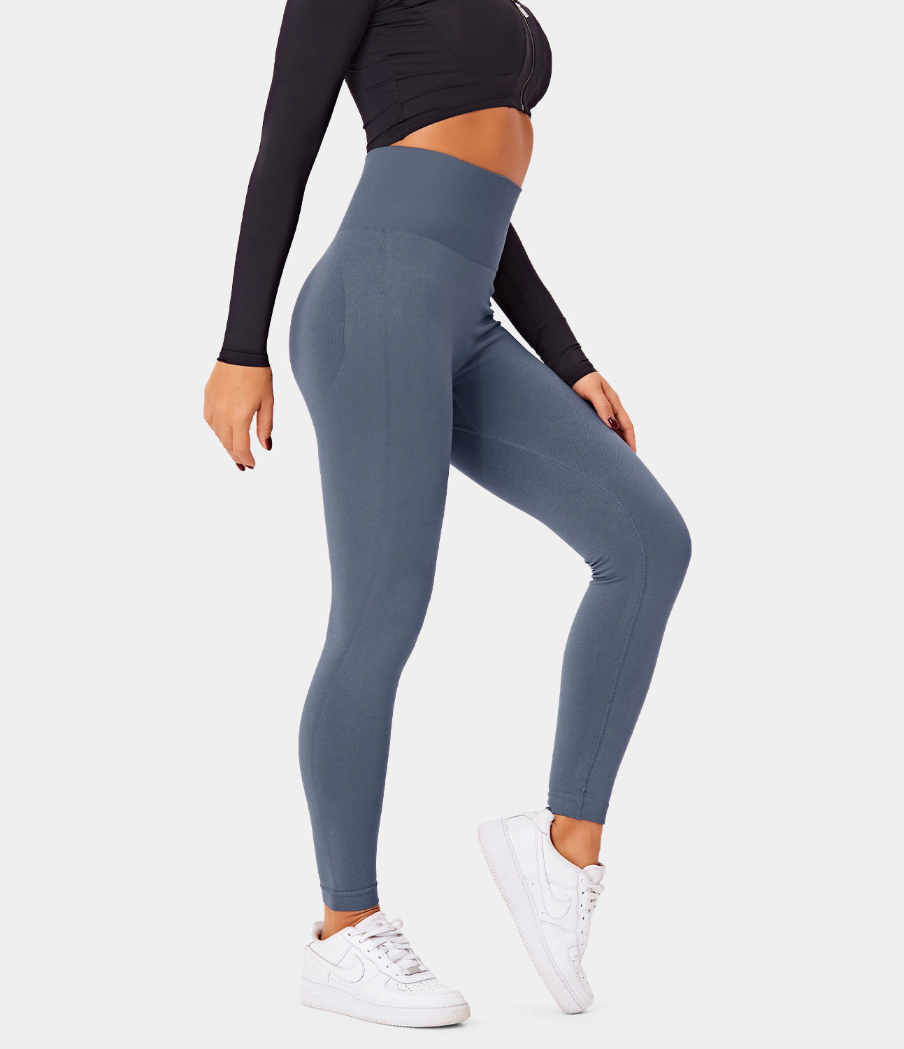 Seamless Flow High Waisted Butt Lifting Plain Full Length Leggings-xinru shop