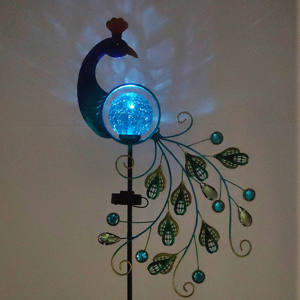 Outdoor Courtyard Garden Waterproof Metal Peacock Solar Light Pile-xinru